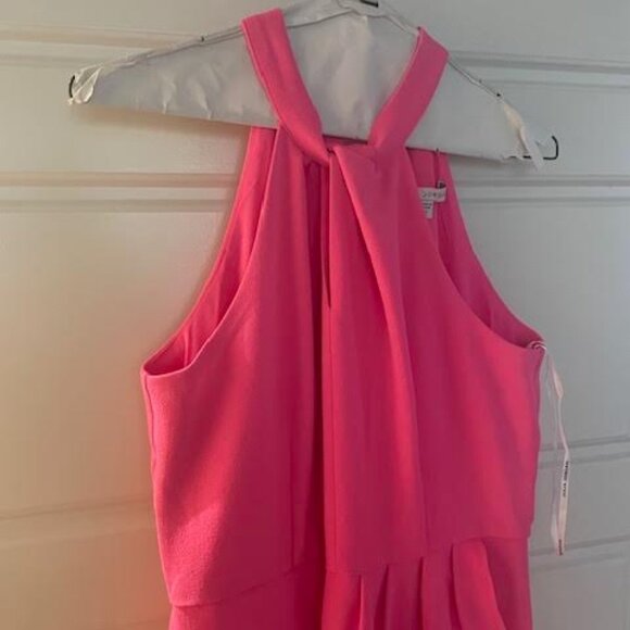 Knot Halter Neck Sleeveless Faux Wrap Tulip Hem Midi Dress - Picture 2 of 5